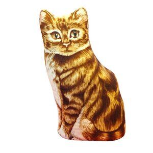 Cat Stuffed Plush Pillow Anco Free Standing Tabby‎ Décor VTG